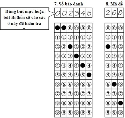 Hướng dẫn học viên điền số báo danh và mã đề trắc nghiệm